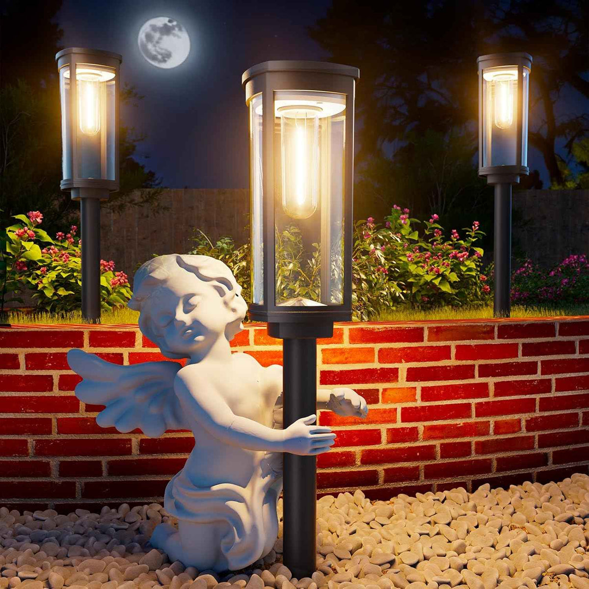 ALFIOT Solar Pathway Lights Outdoor, IP65 Waterproof Auto On/Off Solar Garden Lights Solar Powered Landscape Lighting for Yard Patio Walkway (Warm White, 4pack)