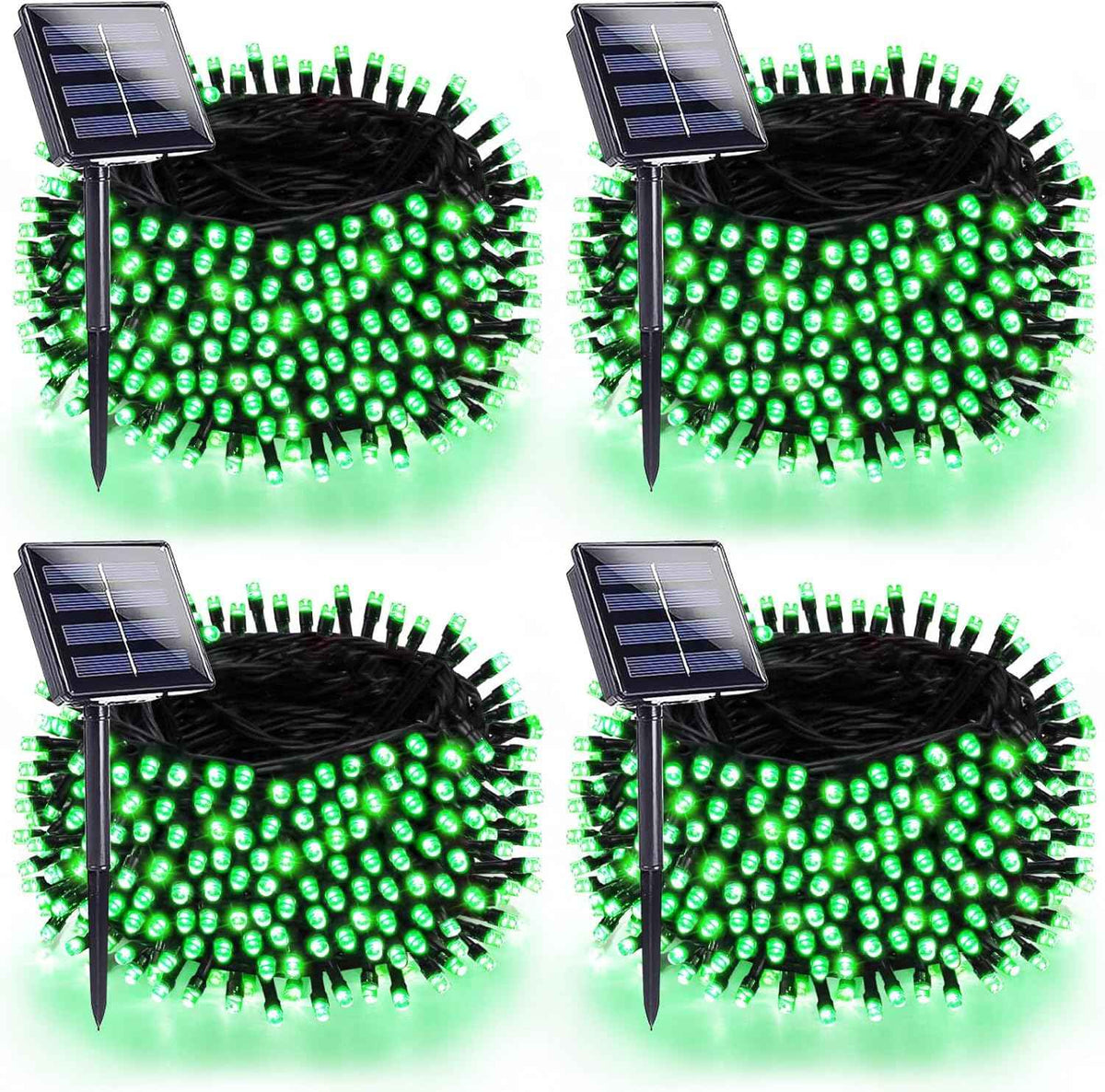 4 Pack 180FT Solar Halloween Lights Outdoor Waterproof, Super Bright 320 LED Solar String Lights with 8 Lighting Modes, Green Wire Twinkle Tree Light for Outside Xmas Party Decorations (Green)