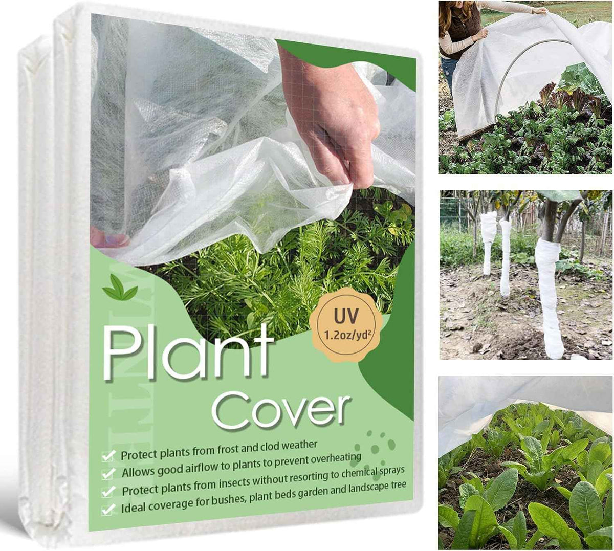 Plant Covers Freeze Protection, 10'x 50' Frost Cloth for Outdoor Plants, Winter Plant Cover for Frost Protection, Plant Blanket Floating Row Covers for Garden and Tree