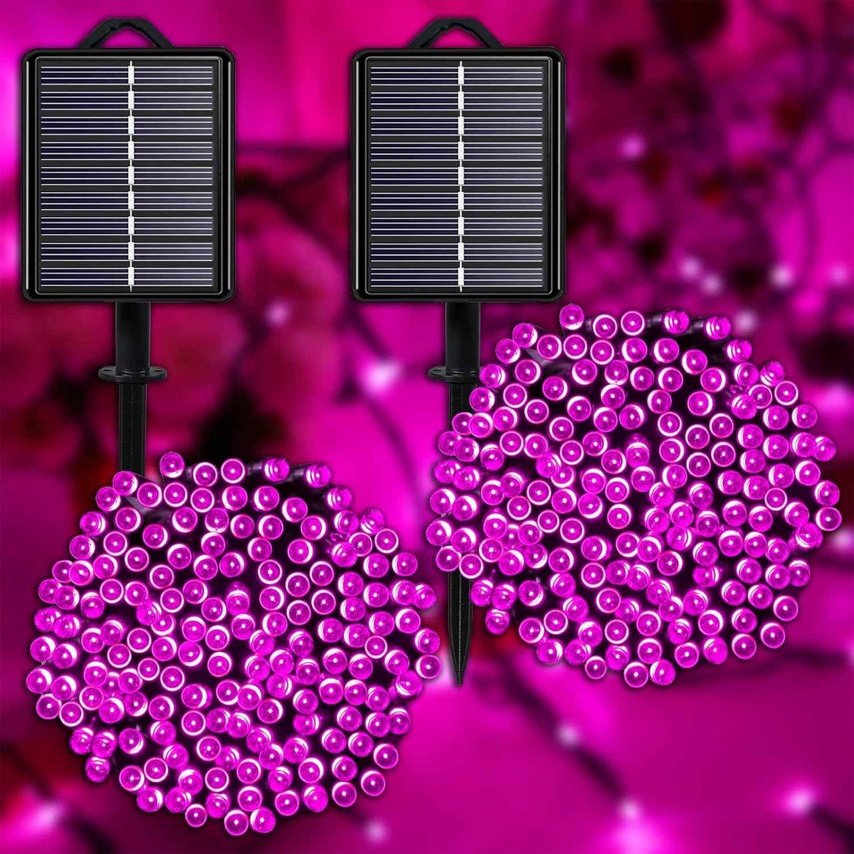 Valentines Day Solar Christmas String Lights Outdoor Pink 2 Pack 144ft 400LED Fairy Lights with 8 Modes, IP44 Waterproof Lights for Tree Garden Patio Wedding Party Yard Decor