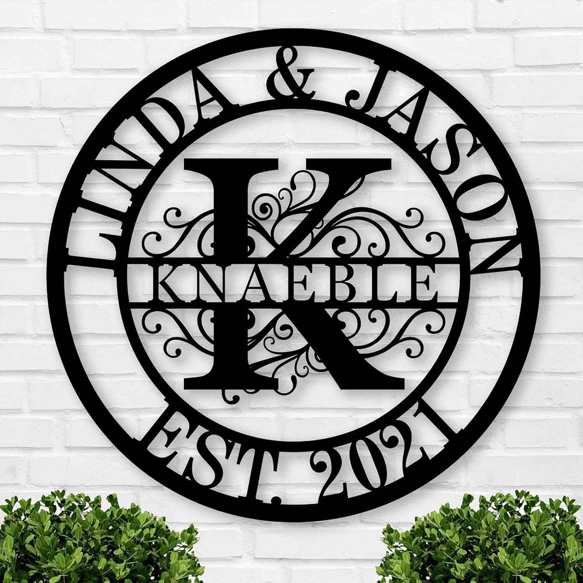 Personalized Metal Name Signs, Split Letter Monogram Wall Decor, Custom Last Name Sign, Family Name Sign for Outdoor, Personalized Wedding Gift, Garden Decor, Metal Wall Art, Housewarming Gift (MonogramDesign_8)