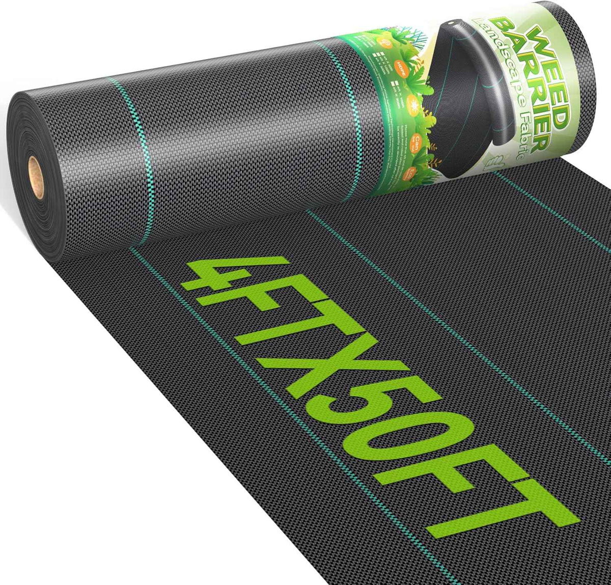 4ftx50ft Weed Barrier Landscape 3.2oz Fabric Heavy Duty, Woven Weed Control Cloth, Woven Geotextile Fabric for Underlayment, Gardening Ground, Commercial Driveway Weed Block Cover Mat