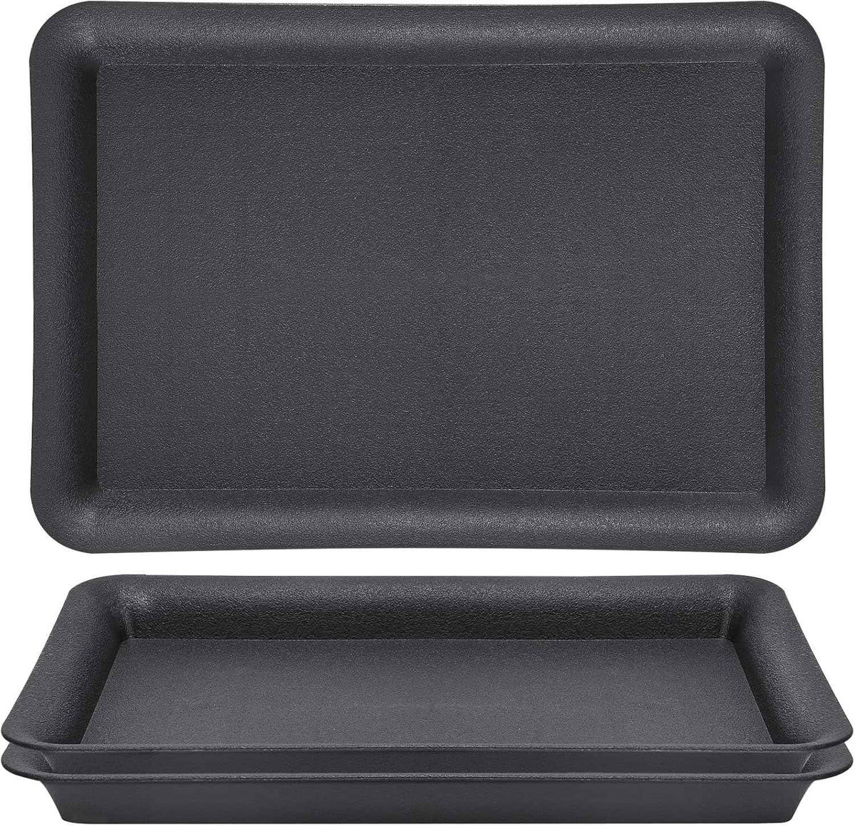 GREANER 17 Inch Plastic Plant Saucer, Black Trays for Plants, Flower Pot No Holes Plant Drip Trays, Plant Trays for Pots Heavy Duty Plastic Plant Saucers for Indoors Outdoors