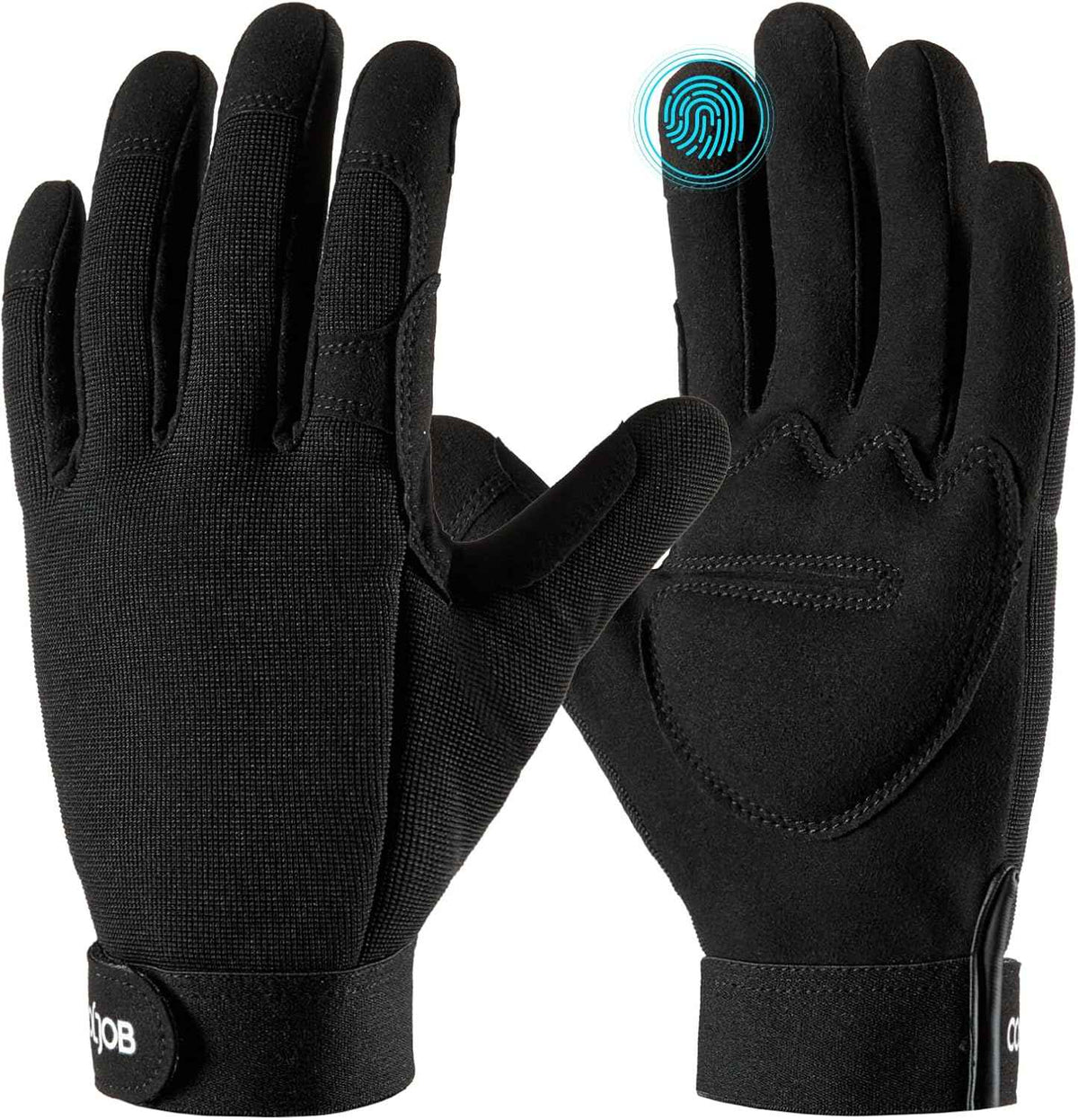 COOLJOB Thorn Proof Garden Gloves with Touchscreen Fingers for Men, Rose Pruning Work Gloves with Palm Cushion for Gardener, Farmer and Landscaper (Black 1 Pair XL)