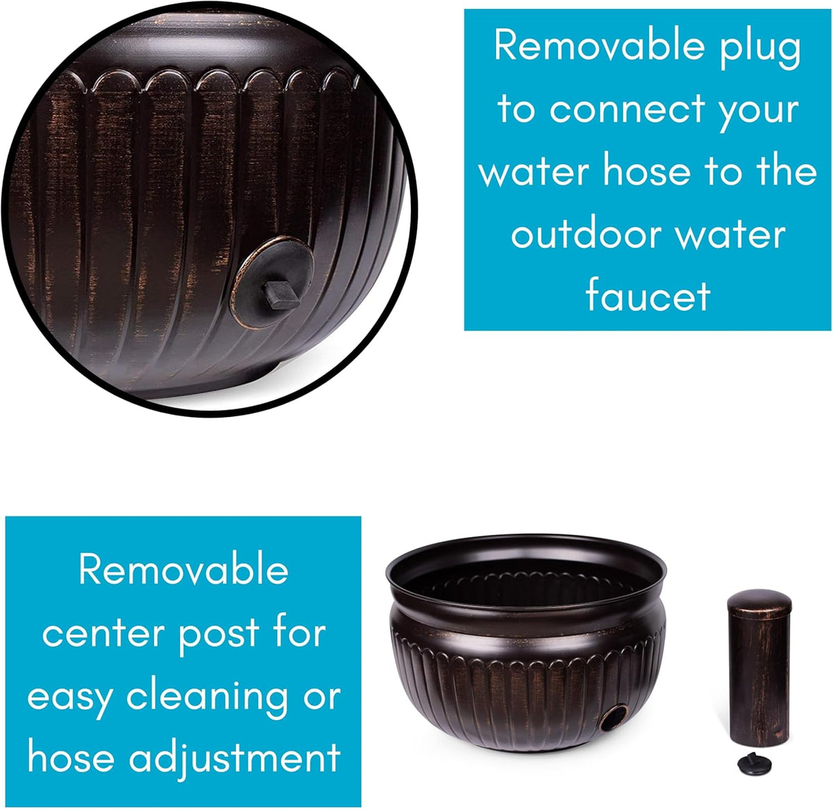 Decorative Metal Garden Hose Storage Pot – Holds Up to 100 ft