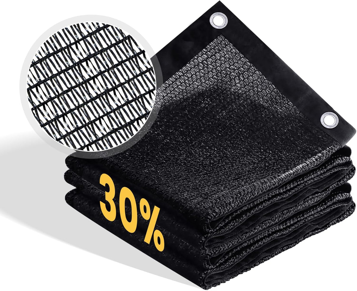 VICLLAX 30% Shade Cloth, 10x24FT Durable Black Mesh Trap with Every 3 FT Grommet, Sun Shade Fabric Netting for for Plants Cover, Greenhouse, Chicken Coop, Barn Kennel, Garden Patio