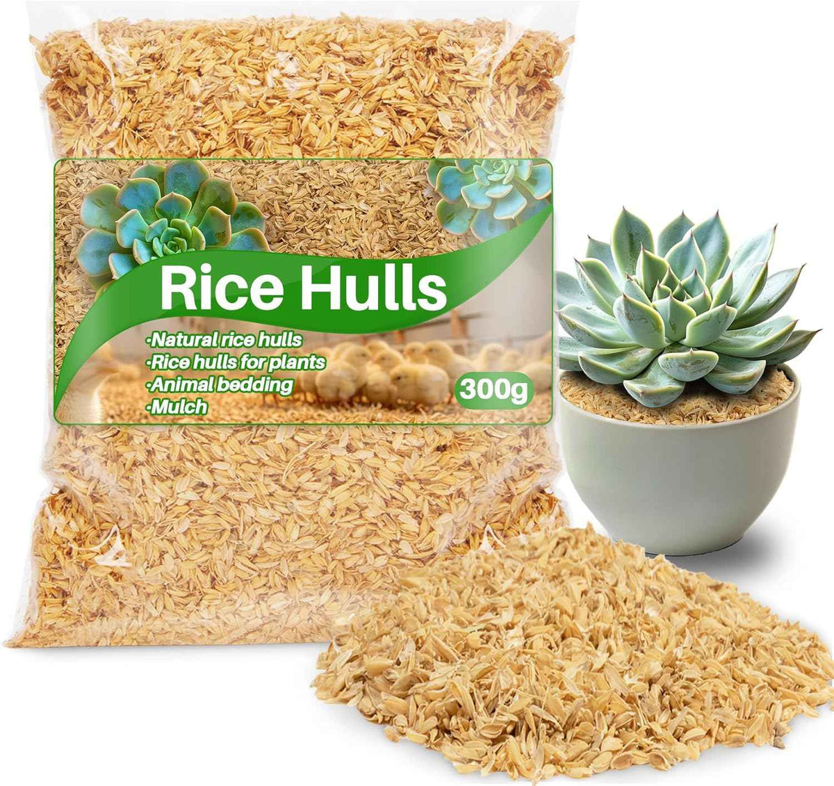 10.58 oz Horticultural Grade Rice Hulls for Plants – Natural Rice Husk Soil Amendment for Indoor Plants, Potting Mix & Gardening,Organic Use for Chicken Bedding Improve Soil Structure