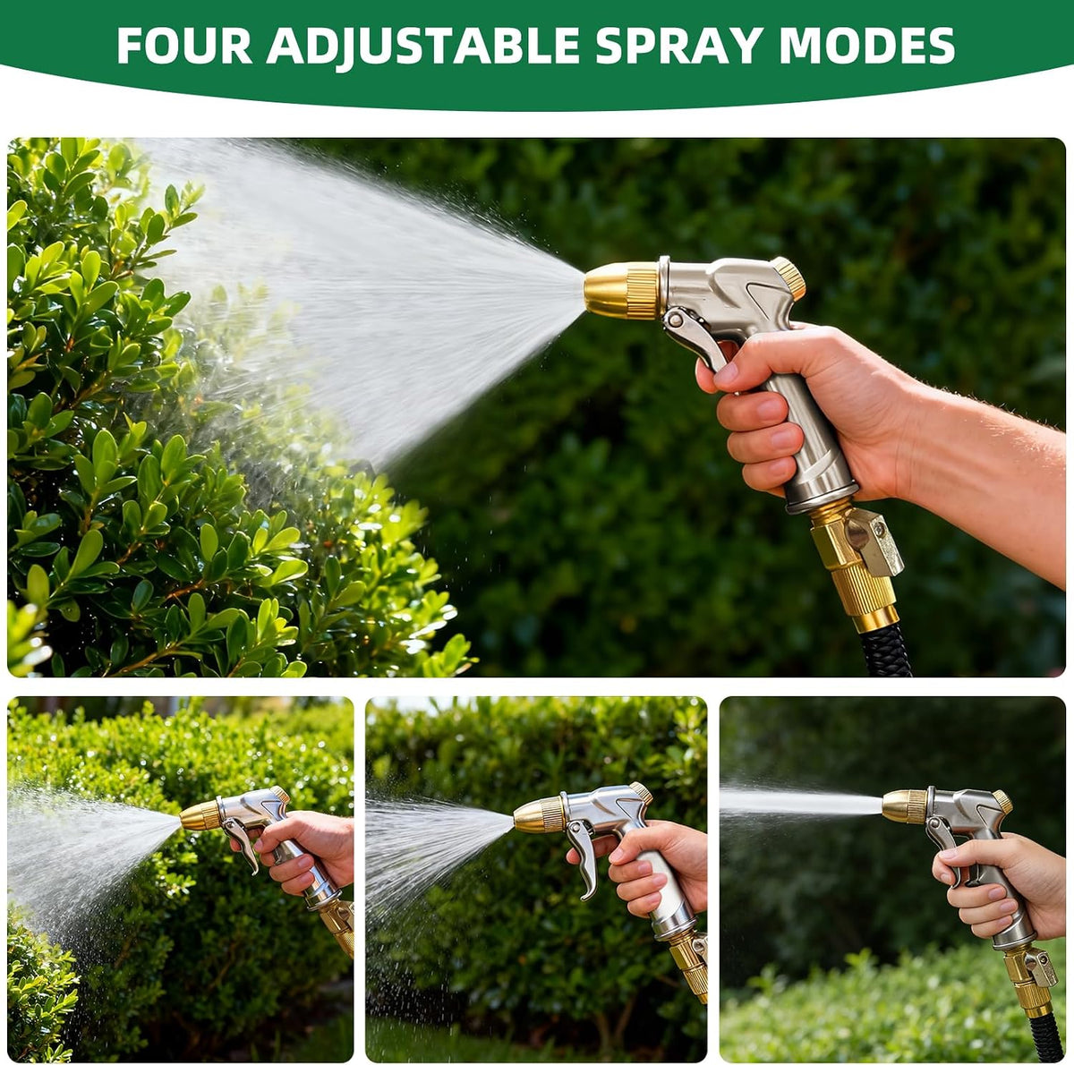 100% Metal 4-Pattern High-Pressure Hose Nozzle - Field & Nook