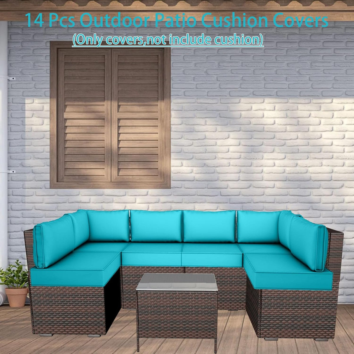 Outdoor Cushion Covers for Patio Furniture, Patio Cushion Covers Replacement with Zipper, Waterproof & Fade Resistant,Only Cover (Lake Blue, 25.6Lx25.6Wx4H - Only Covers)