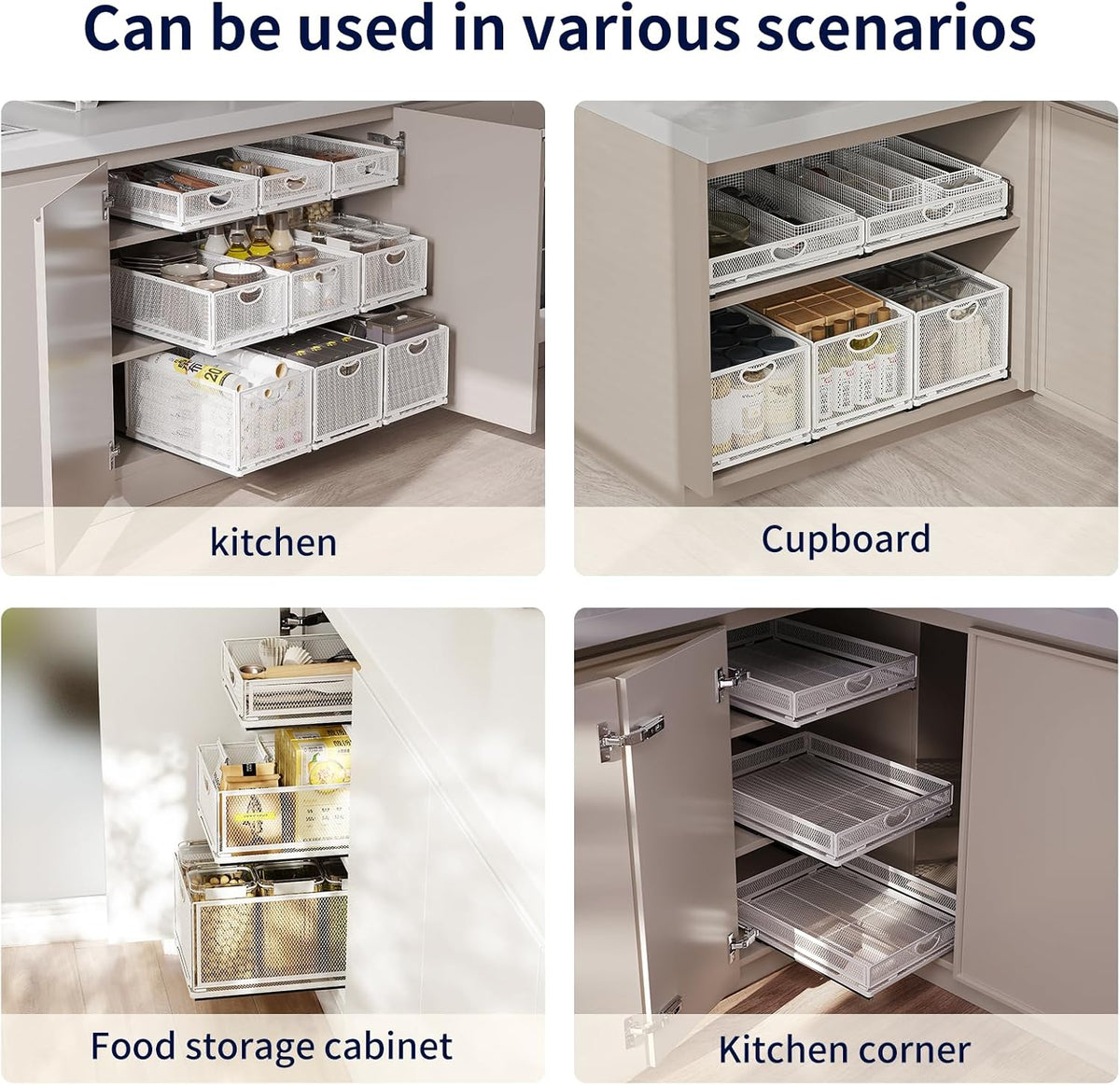 Pull-Out Cabinet Organizer, 9.6" W x 15.7" D, White