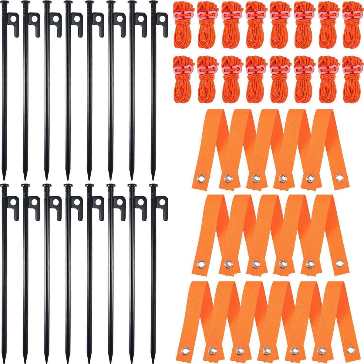 Suzile 48 Pcs Tree Stake Kit, Heavy Duty Tree Staking and Supports for Leaning Trees Include 11. 8'' Steel Stakes 15. 8'' Support Straps 13. 12 ft Rope for Anchoring Hurricane Protection (Orange)