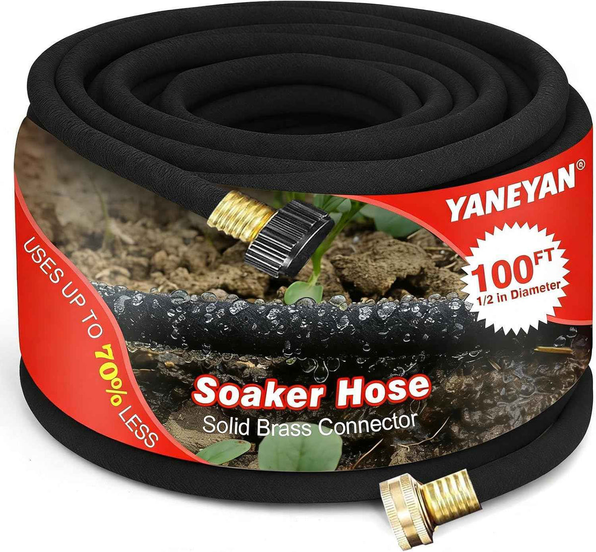 100 FT Soaker Hose 1/2" Heavy Duty Garden Hose to Save 70% Water Drip Irrigation Kit for Lawn/Yard Landscaping Beds