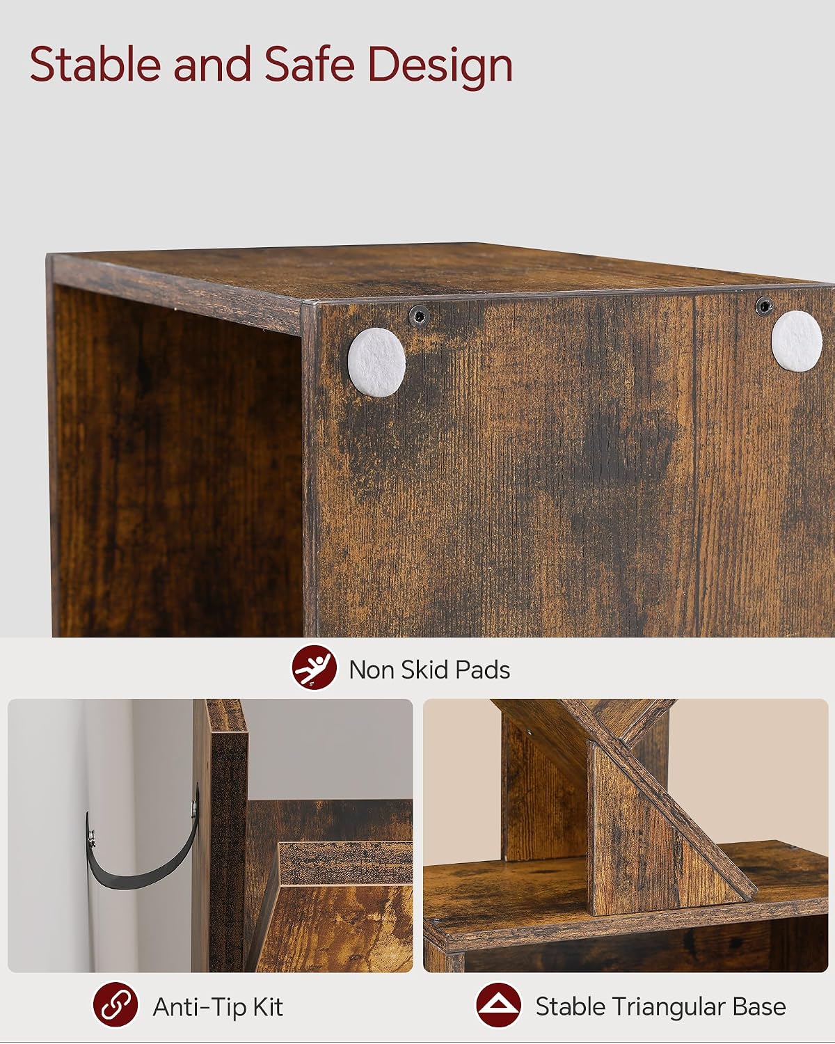 Six-Tier Tree Bookshelf – Narrow Corner Display with Cabinet