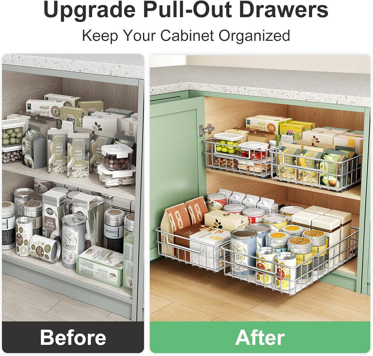Stainless Steel 2-Pack Pull Out Cabinet Organizers