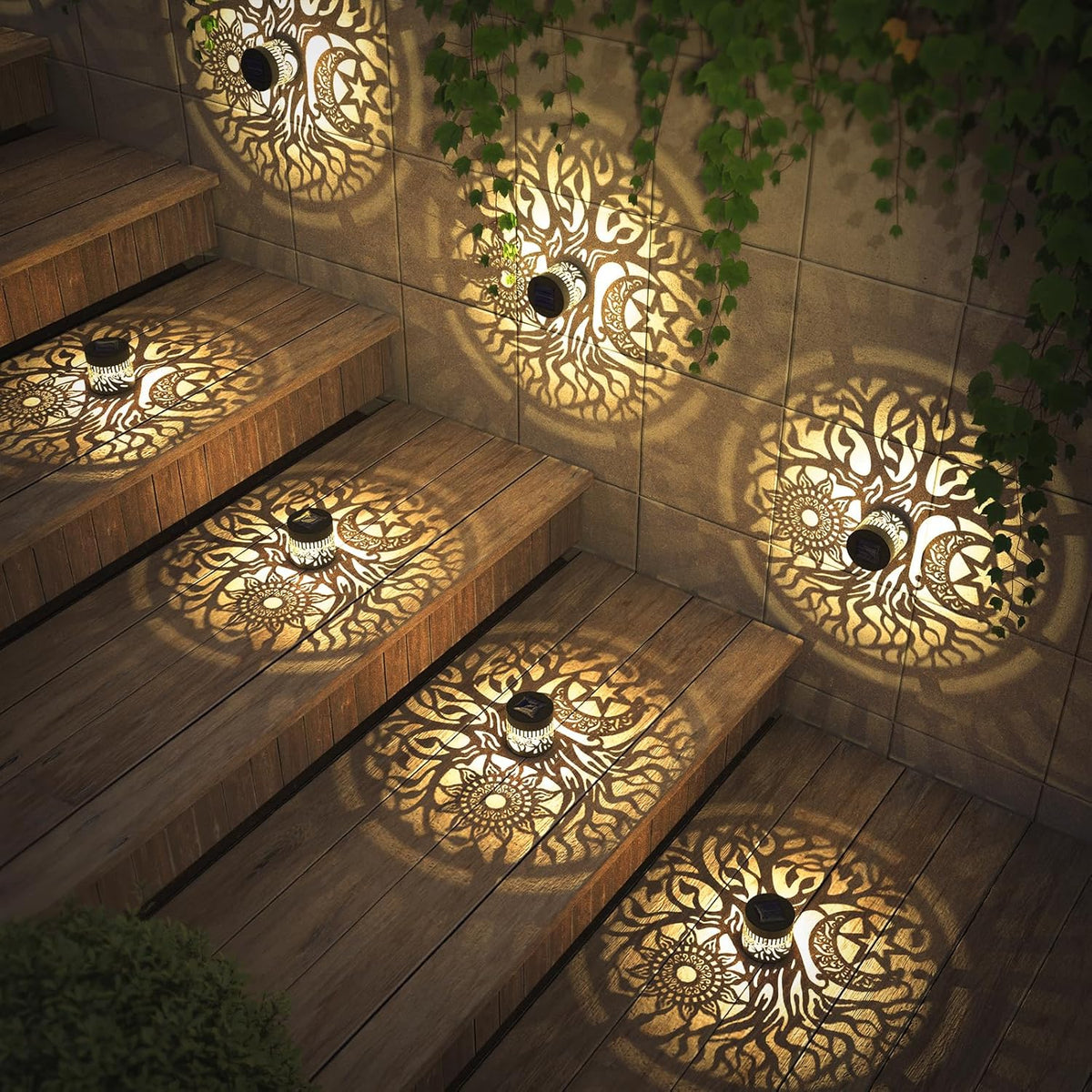 Solar Tree-Pattern Fence & Wall Lights – 2 Pack