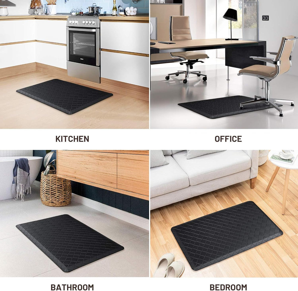HappyTrends Kitchen Mats for Floor Cushioned Anti-Fatigue Kitchen Rugs | Thick,Soft and Waterproof Non-Slip Mats and Rugs Heavy Duty Ergonomic Comfort Rug for Floor,Office,Sink,Laundry