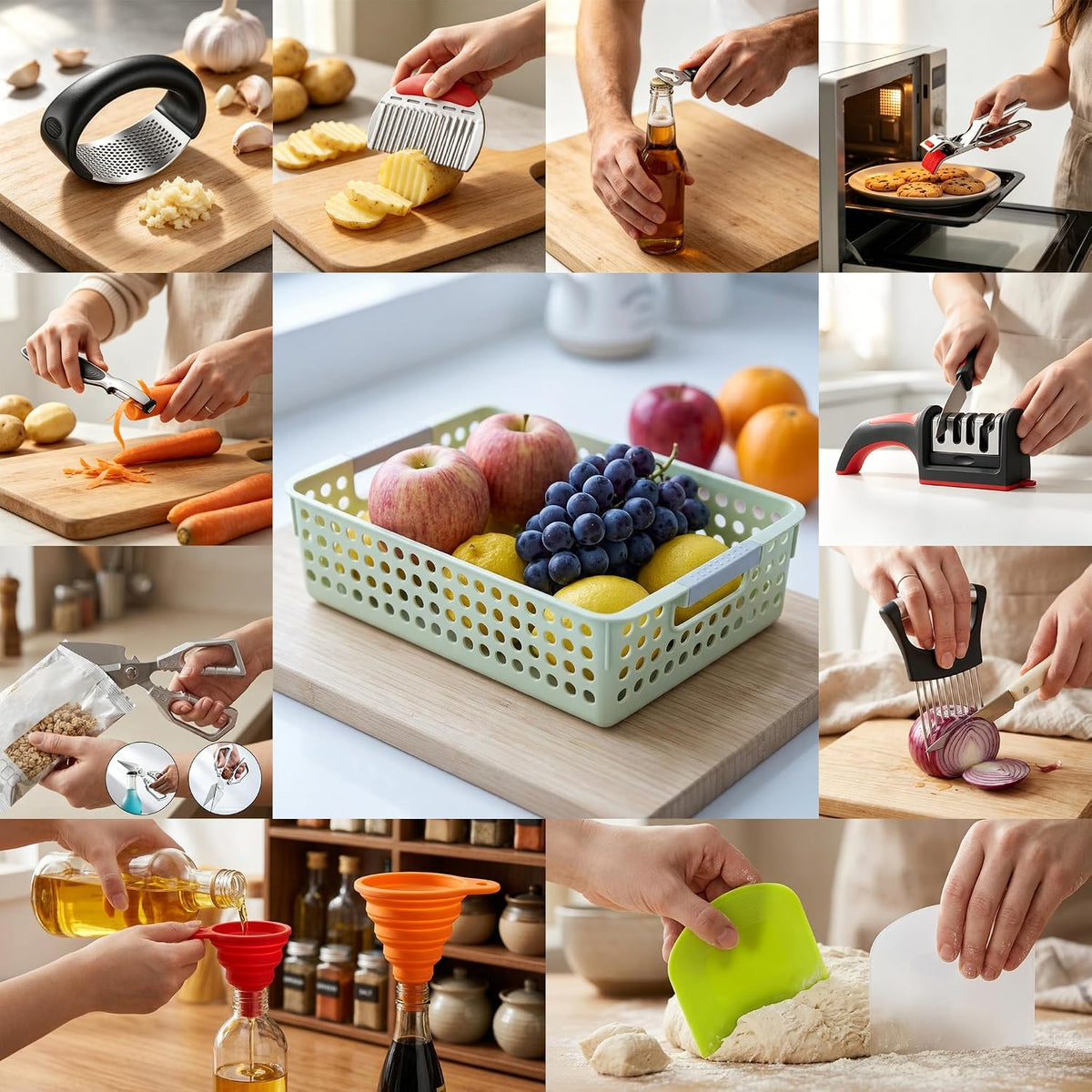 13-Piece Kitchen Gadget Set with Storage Basket