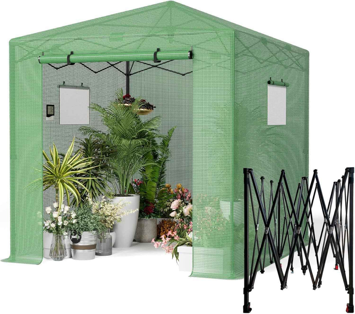 Pop Up Greenhouse, 8x6 FT Pop Up Green House for Outdoors, Portable Greenhouses, Walk-in Greenhouses, Popup Greenhouse Kit, Easy Set Up