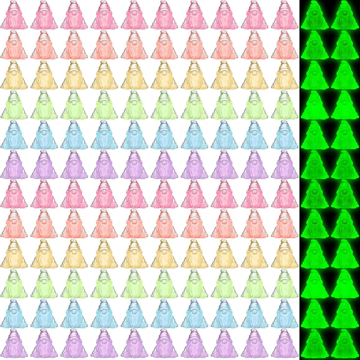 60 Pcs Mini Resin Luminous Gnomes Bulk Tiny Fairy Resin Statues Glow in The Dark Small Gnomes Miniature Figurines for Landscape Outdoor Patio Yard Lawn Plant Pots Fairy Decor (Vivid)