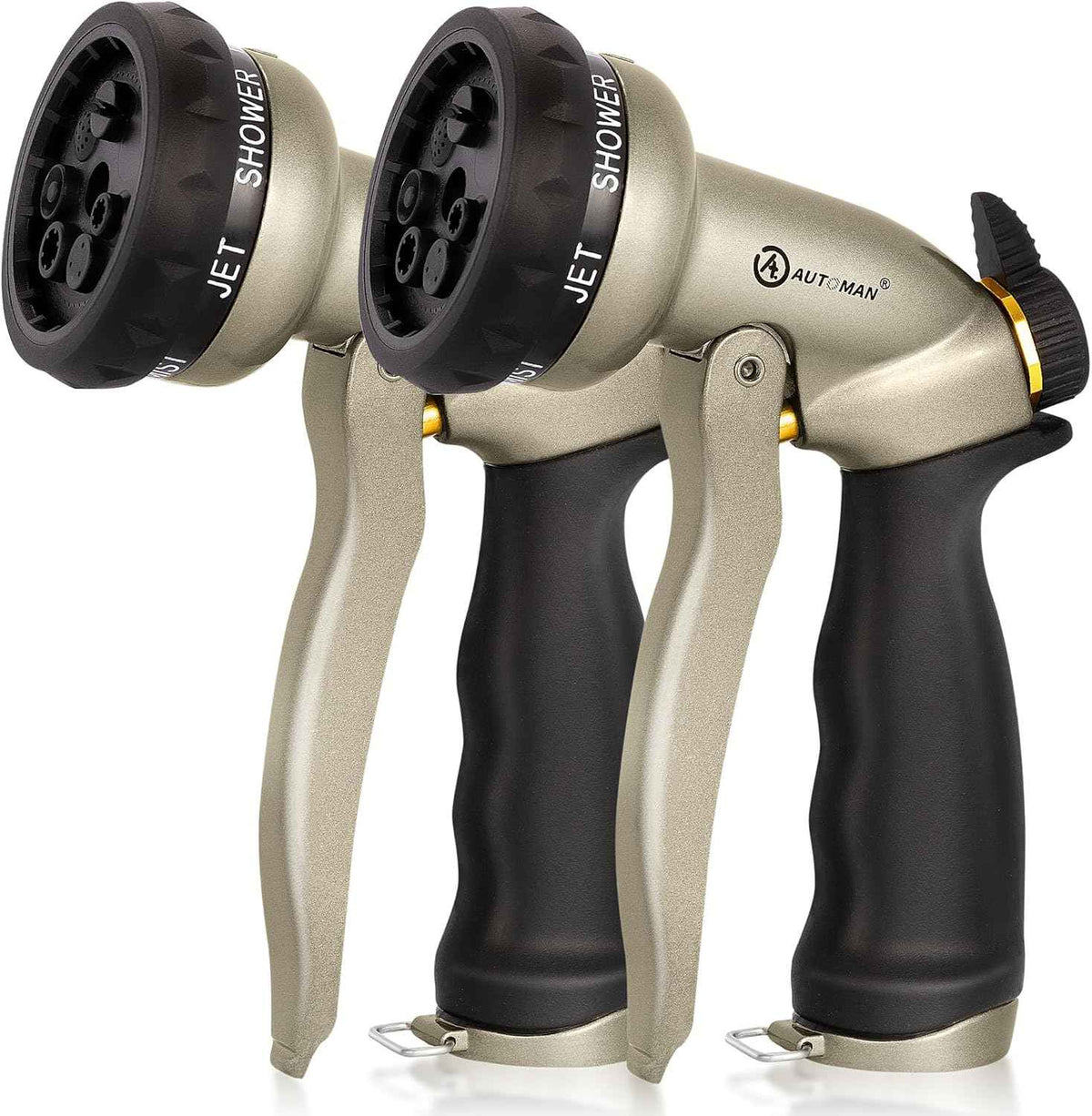 AUTOMAN Garden Hose Nozzle-7 Patterns Sprayer-2 Pack, Metal High Pressure Spray Nozzle, Heavy Duty Labor-Saving Design Water Hose Nozzle for Garden Watering, Car Washing, Window Cleaning, Pets Bathing