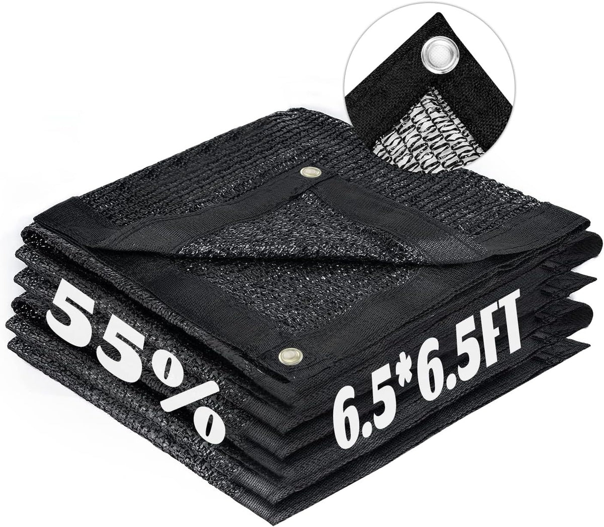 LOVE STORY 6.5x6.5FT 55% Black Shade Cloth Sun Shade Net with Grommets Sunblock Net Mesh Tarp for Garden,Plants Cover,Greenhouse and Patio