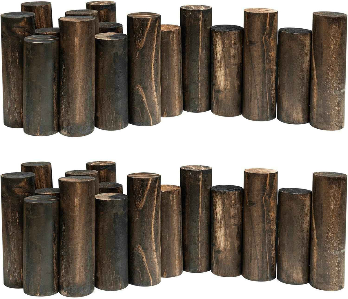 Wood Garden Edging, Natural Wooden Solid Log Fence Border Decorative for Flower Bed Barriers and Landscape Fencing, 6.9 in H x 3.0 ft L, 1.9 in Diameter (2PACK)