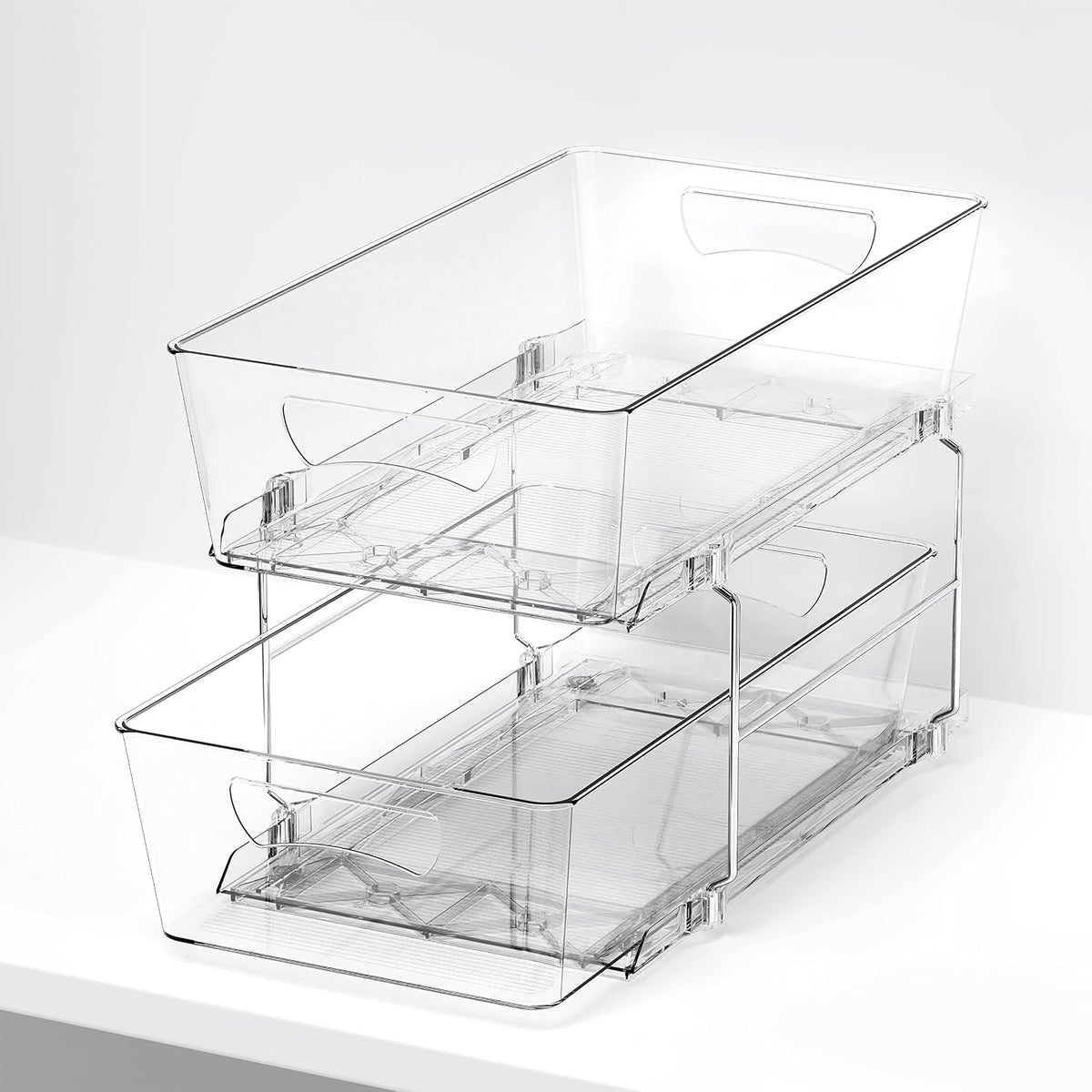 Simple Houseware 2-Tier Pull-Out Cabinet Organizer, Clear