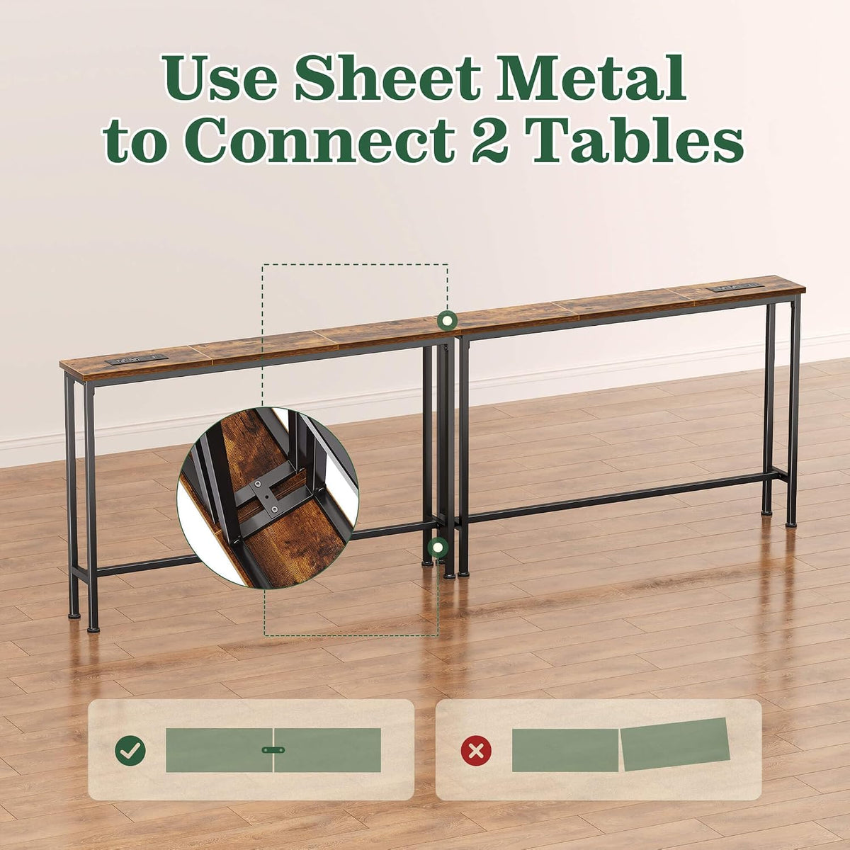 SUPERJARE 78.8 inch Narrow Console Table with Outlet