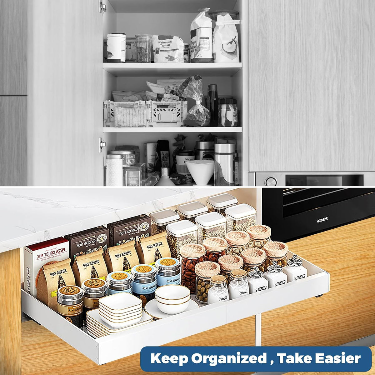 Pull-Out Cabinet Organizer, 2-Pack, White