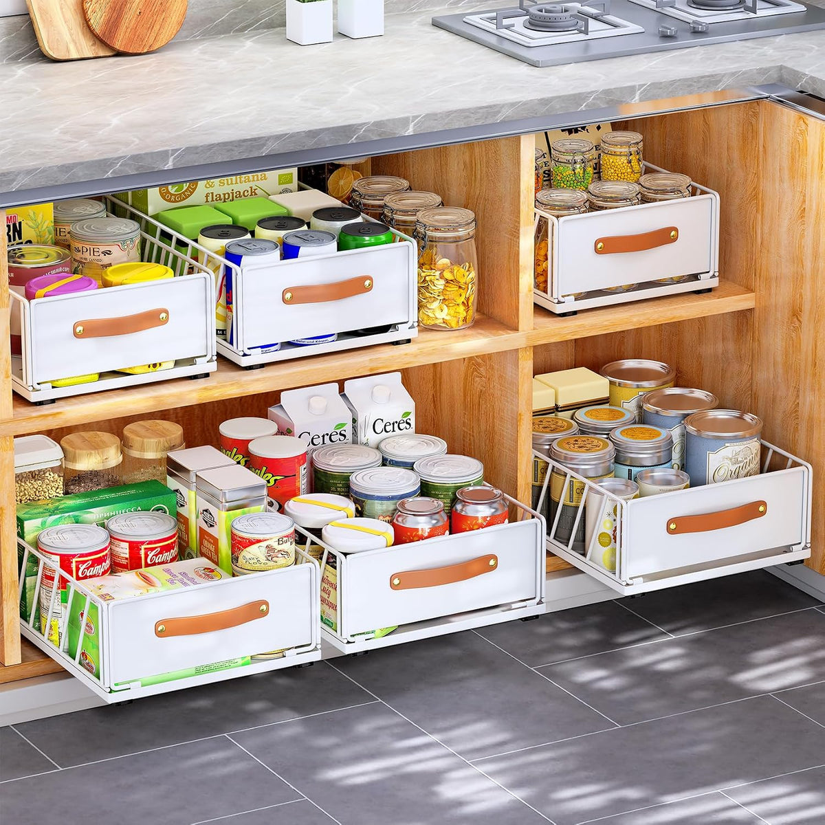 Pull out Cabinet Organizer,Heavy Duty Slide out Pantry Shelves Drawer