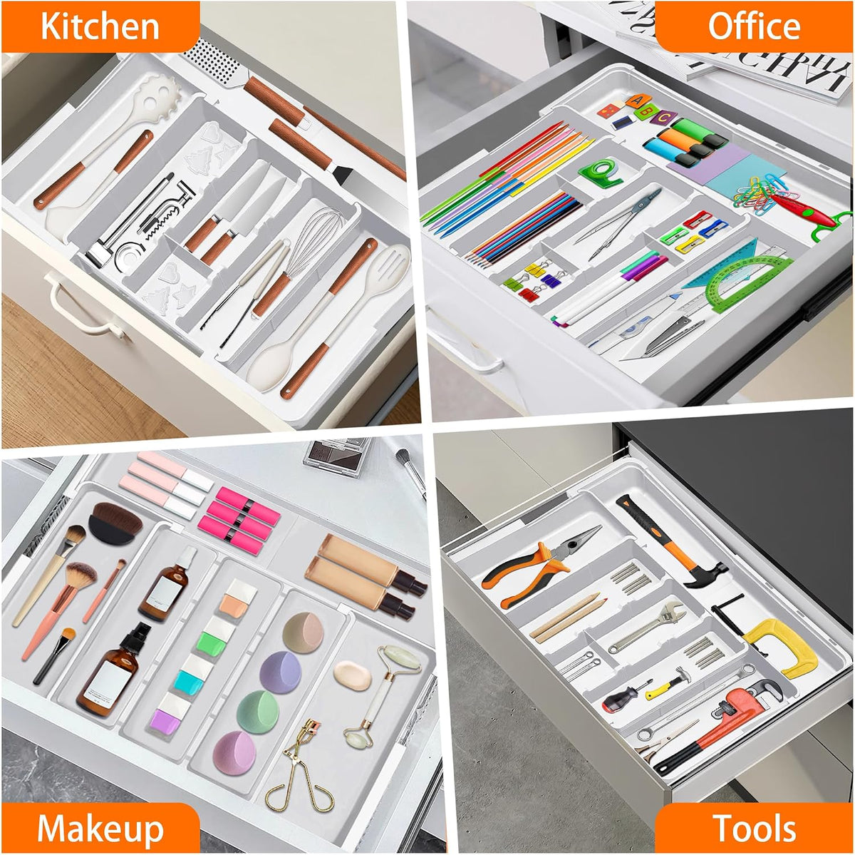 Large Expandable Utensil Drawer Organizer | Adjustable 13"–22" | BPA-Free Plastic