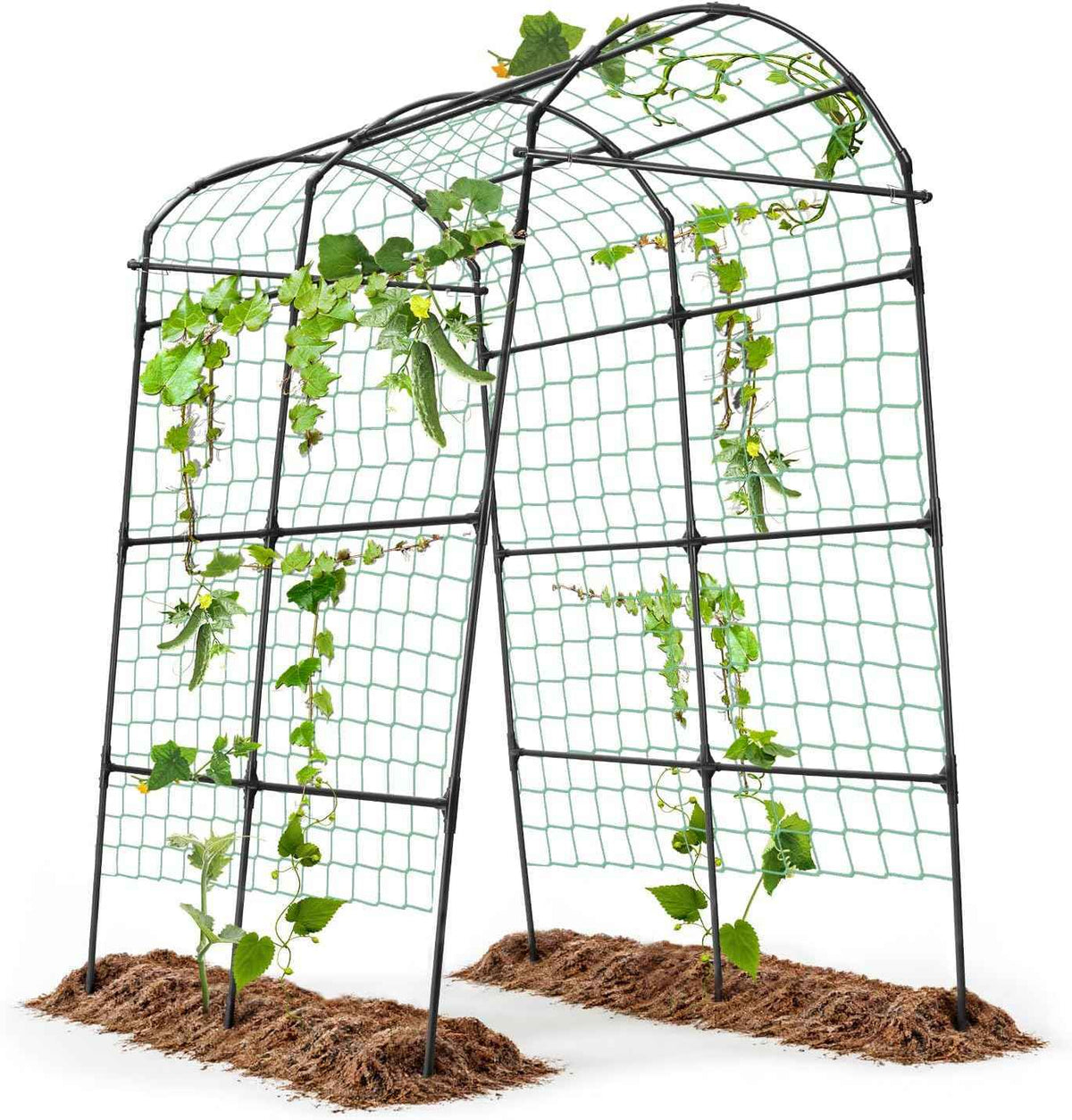 Garden Arch Arbor Trellis for Climbing Plants Outdoor, 7.8 ft Extra Tall Cucumber Trellis Raised Bed Climbing Vine Plant Support, Grape Vegetable Tomato Pumpkin Peas Bean, Black