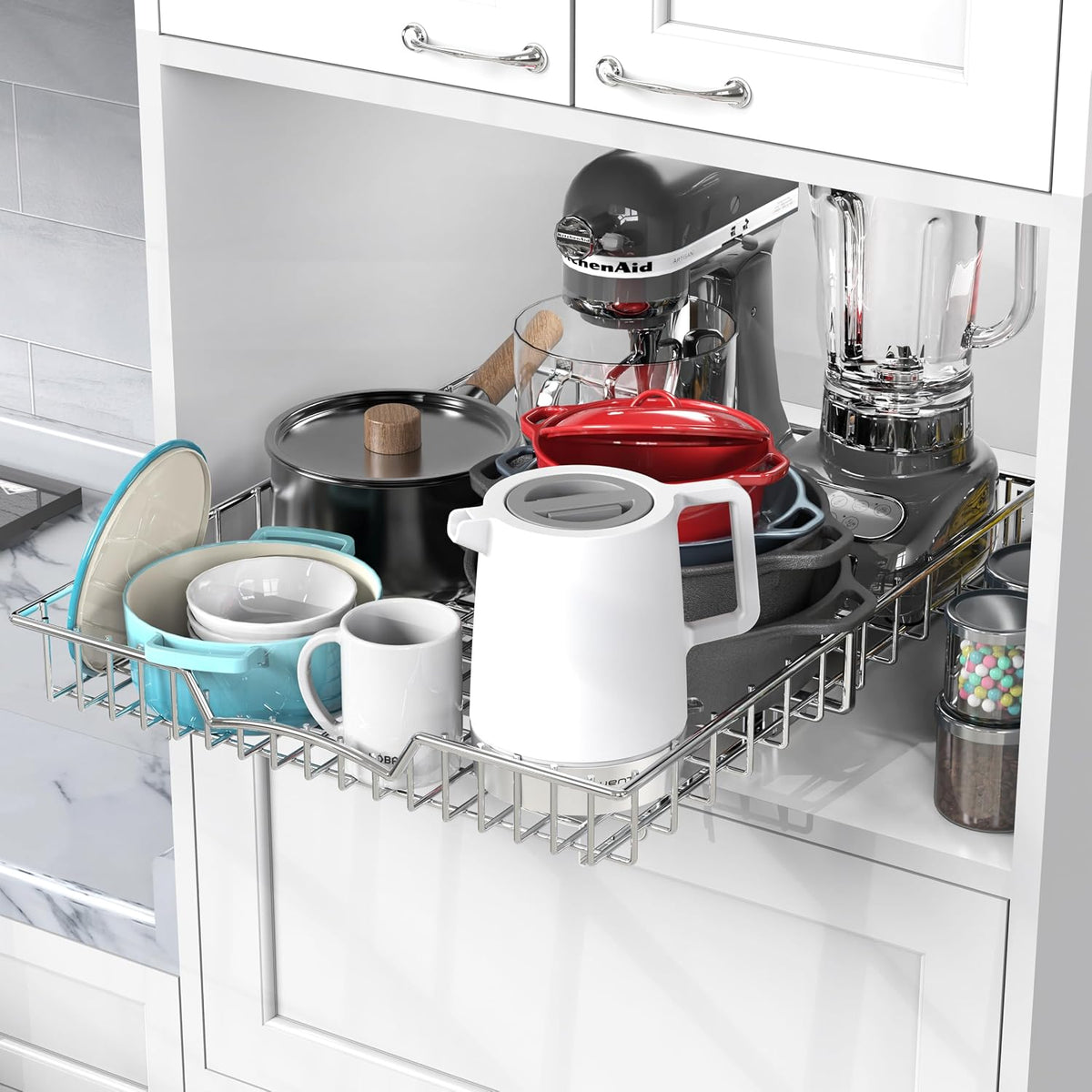 Simple Houseware Under Cabinet Pull Out Sliding Shelf Drawer, 21Dx17W