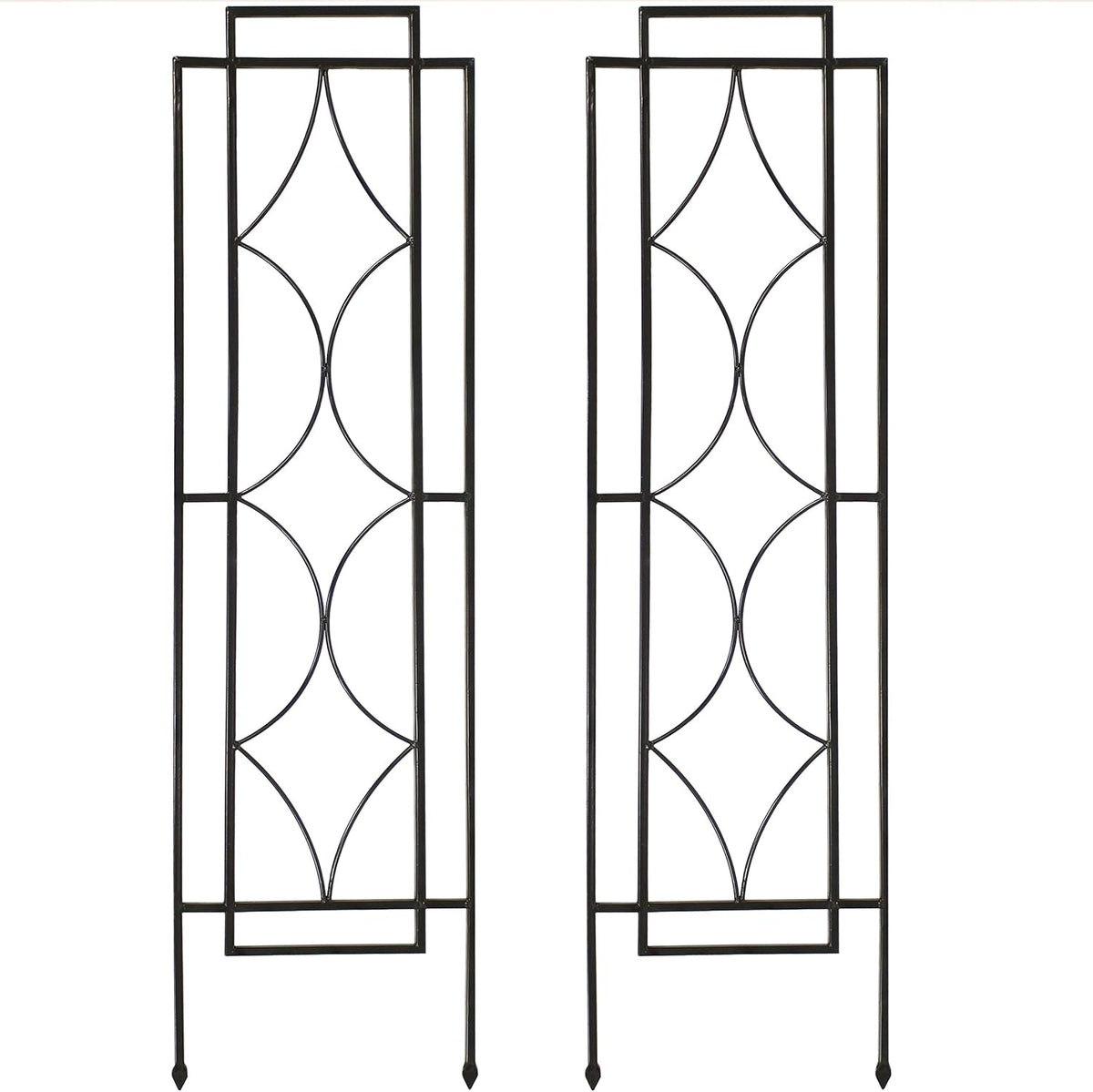 Sunnydaze 2-Piece Chic Diamonds Garden Trellis for Climbing Plants - Outdoor Decorative Metal Flower Trellis - 48-Inch Tall - Black
