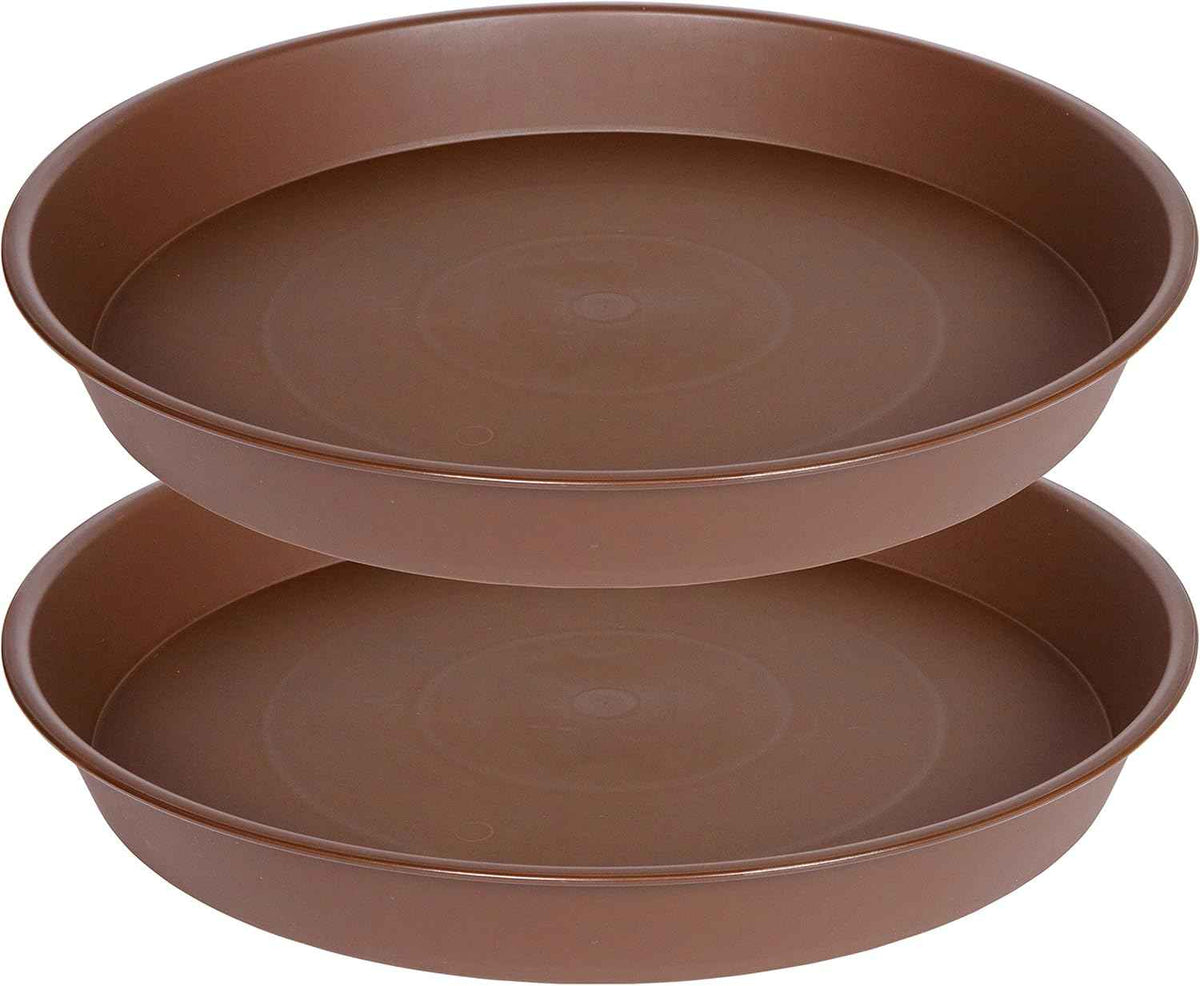 2 Pack of Plant Saucer 19", 2.3" Depth, 18 19 inch Plant Tray Saucer, Plant Dish for The Garden, Large Plant Saucer (19", Chocolate)