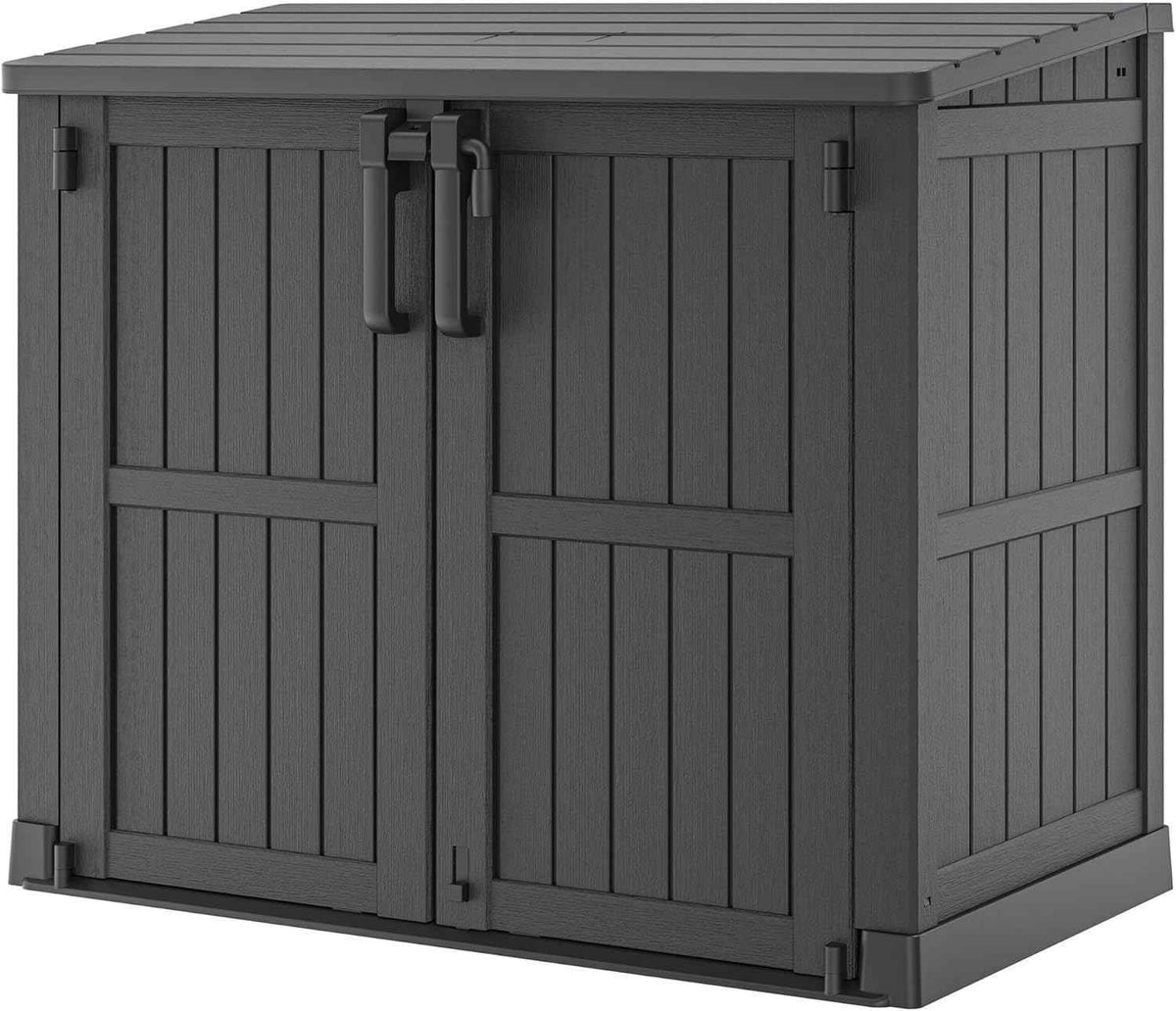 36 Cu Ft Resin Outdoor Storage Shed, Weatherproof Horizontal Outdoor Storage Cabinet with Dual Lock Door for Backyard, Patio, Garage, Garden(Black)