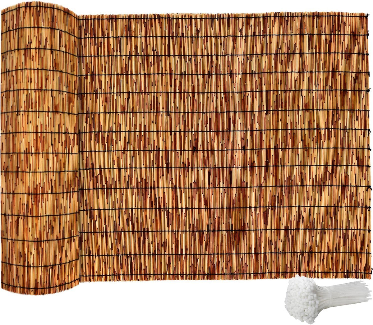 Natural Reed Fencing,Decorative Bamboo Fence Rolls Handwoven Friendly Sun Shade for Garden,Patio,Balcony Windows 3x16FT