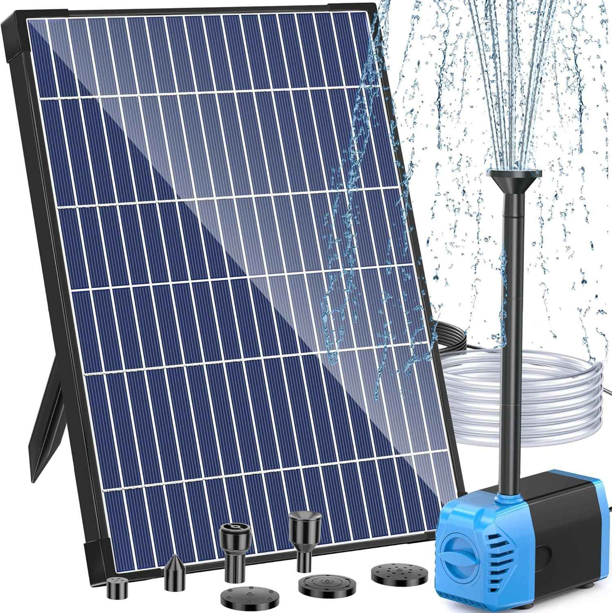 Antfraer 12W Solar Fountain Pump, Solar Water Pump 160GPH Flow Adjustable, Solar Powered Water Pump with 16.5Ft Cord Length for Small Pond, Fish Pond Bird Bath Garden Waterfall Hydroponics