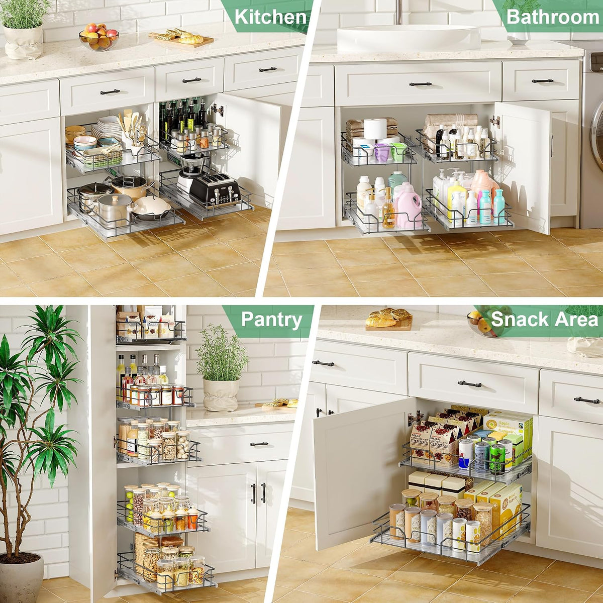 2-Tier Pull Out Cabinet Organizer, 23" W x 22" D