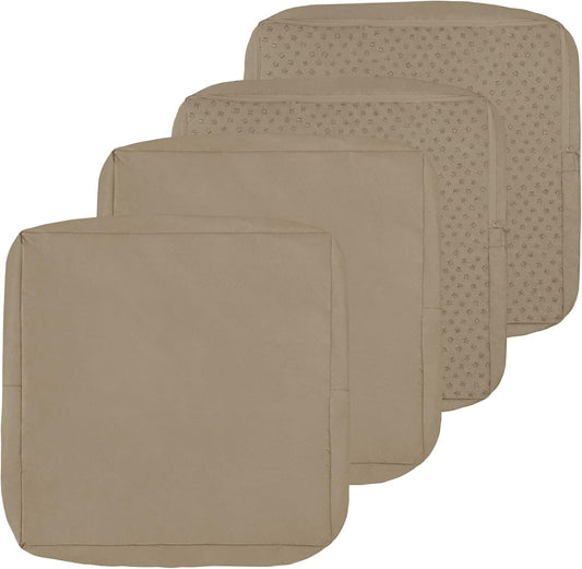 Waterproof Patio Cushion Covers – 24 × 24 × 4 Inch, 4 Pack Replacement Non-Slip Outdoor Seat Cushion Slipcover with Zipper. Camel
