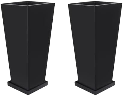 20" Metal Tall Outdoor Planters Set of 2, Durable & Wealtherproof