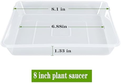 LWALRS Square Plant Saucer 8 Inch 5 Pack, Thick Clear Plastic Flower