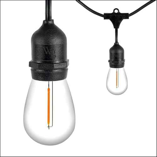 Wintergreen Lighting 15ft S14 Patio Lights Outdoor Waterproof 10 Shatterproof Bulbs on Suspended Sockets Heavy Duty String Lights for Outside, Connectable ETL Listed String Lights