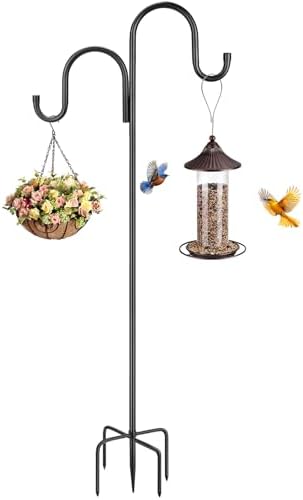 79 Inch Double Shepherds Hooks for Outdoor, Heavy Duty Bird Feeder