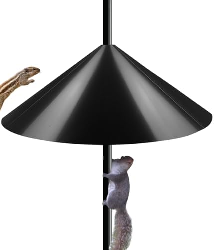 19 Inch Wide Squirrel Baffle for Bird Feeder Pole, Outside Pole Mount Stopper & Bird House Guard for Outdoor Shepherd’s Hook, Black, 1 Pack