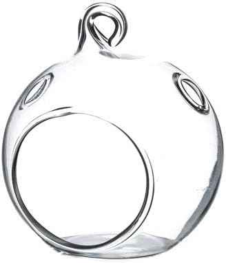 WGV Hanging Terrarium Globe, Width 2.25", Height 2.75", DIY Air Succulent Planter, Clear Glass Vase Orb with Flat Bottom, Candle Holder for Windowsill Outdoor Garden Decor, 6 Pieces Bulk