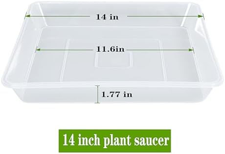 LWALRS Square Plant Saucer 14 Inch 5 Pack, Sturdy Clear Plastic Flower