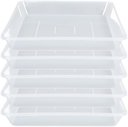 LWALRS Square Plant Saucer 8 Inch 5 Pack, Thick Clear Plastic Flower