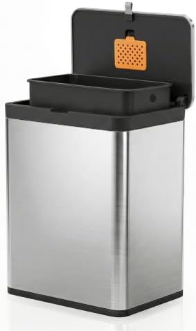 2.1 Gal Hanging Trash Can with Lid, Kitchen Compost Bin Stainless Steel Garbage Can for Kitchen Cabinet Door Under Sink Bathroom