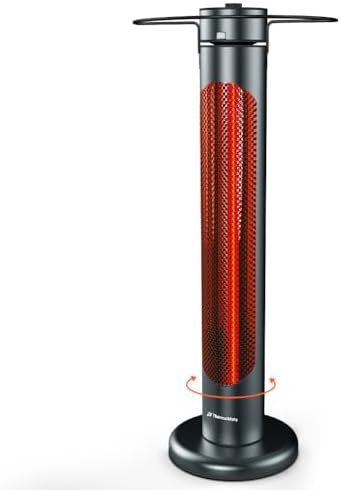 ThermoMate Electric Patio Heater, 1500W IP65 Outdoor/Indoor Infrared Heater with Remote, 8 Heating Levels 8-Hour Timer & Oscillation, Tip-over Protection for Garage Backyard Restaurant